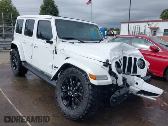 2021 Jeep Wrangler Unlimited Sahara with VIN 1C4HJXEG1MW597127, listed as a IAAI auction lot 43354032 with 82,436 mi miles and . Bid and sale history available at DreamBid. Image 1.