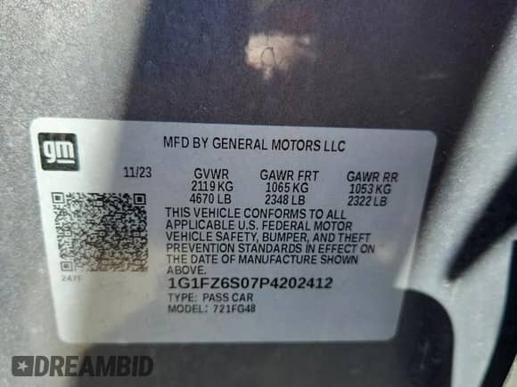 2023 Chevrolet Bolt EUV Premier with VIN 1G1FZ6S07P4202412, listed as a Copart auction lot 70402175 with 28,264 mi miles and Salvage title. Bid and sale history available at DreamBid. Image 12.