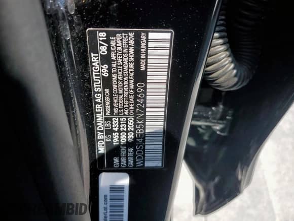 2019 Mercedes-Benz CLA 250 с VIN WDDSJ4EB5KN724690, выставлен на аукционе Copart как лот 84541655 с пробегом 52 604 миль миль и Списание • Salvage title. История ставок и продаж доступна на DreamBid. Изображение 13.