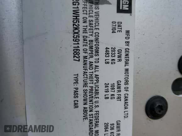 2005 Chevrolet Impala LS с VIN 2G1WH52KX59116827, выставлен на аукционе Copart как лот 86152905 с пробегом 141 183 миль миль и Чистый • Clean title. История ставок и продаж доступна на DreamBid. Изображение 12.