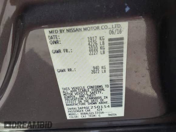 2016 Nissan Altima SV z VIN 1N4AL3AP4GC250154, wystawiony jako IAAI lot #42427546 z przebiegiem 131 884 mil mil oraz . Historia ofert i sprzedaży dostępna na DreamBid. Obrazek 9.