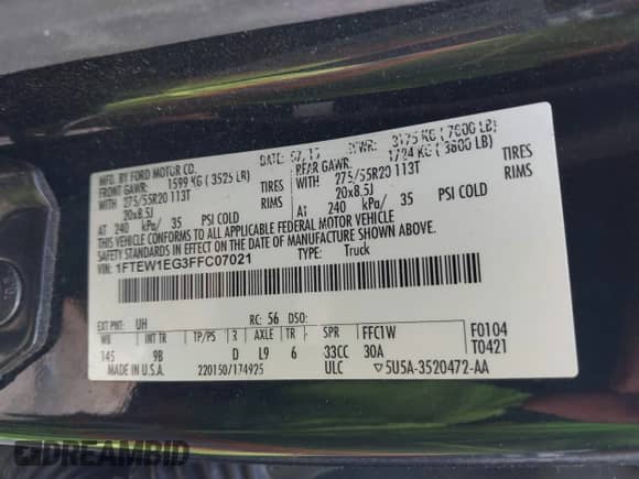 2015 Ford F-150 Platinum с VIN 1FTEW1EG3FFC07021, выставлен на аукционе IAAI как лот 43274171 с пробегом 234 303 миль миль и . История ставок и продаж доступна на DreamBid. Изображение 9.