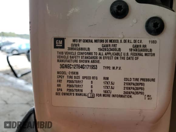 2004 Chevrolet Avalanche with VIN 3GNEC12T64G171953, listed as a Copart auction lot 80693885 with 225,890 mi miles and Salvage title. Bid and sale history available at DreamBid. Image 13.