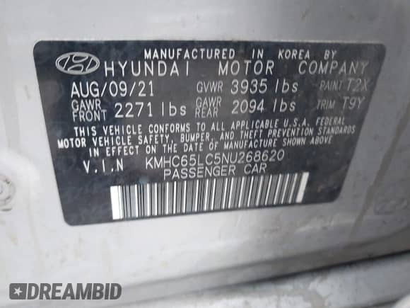 2022 Hyundai Ioniq Blue z VIN KMHC65LC5NU268620, wystawiony jako IAAI lot #41535971 z przebiegiem 77 919 mil mil oraz . Historia ofert i sprzedaży dostępna na DreamBid. Obrazek 9.