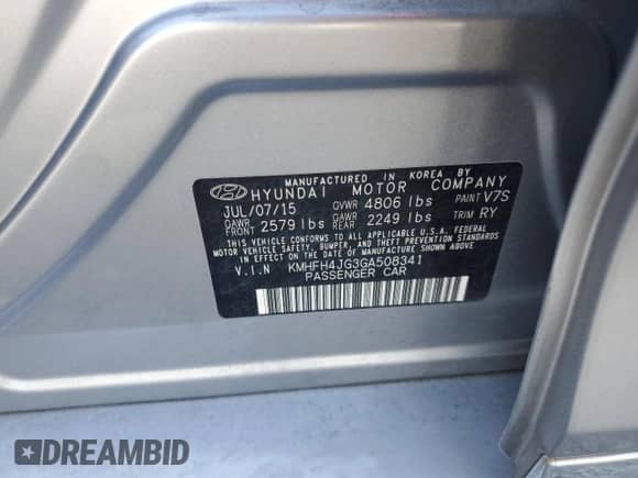 2016 Hyundai Azera Limited с VIN KMHFH4JG3GA508341, выставлен на аукционе Copart как лот 71978865 с пробегом 125 126 миль миль и Списание • Salvage title. История ставок и продаж доступна на DreamBid. Изображение 12.
