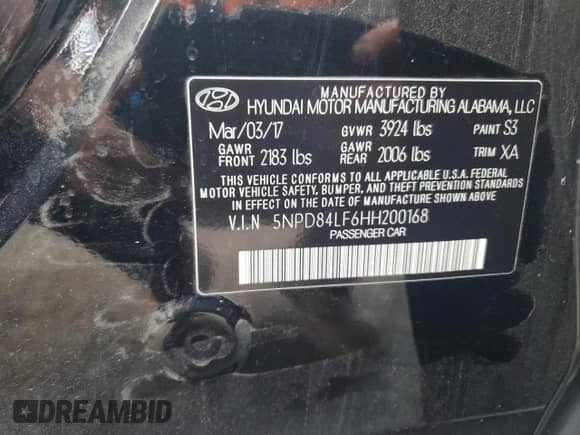2017 Hyundai Elantra SE with VIN 5NPD84LF6HH200168, listed as a Copart auction lot 80694895 with 106,809 mi miles and Salvage title. Bid and sale history available at DreamBid. Image 12.