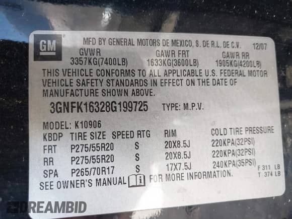 2008 Chevrolet Suburban 2LT z VIN 3GNFK16328G199725, wystawiony jako IAAI lot #38833057 z przebiegiem 245 395 mil mil oraz . Historia ofert i sprzedaży dostępna na DreamBid. Obrazek 13.