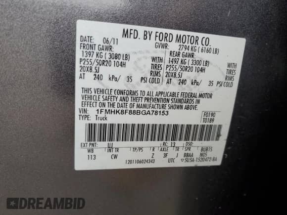 2011 Ford Explorer Limited с VIN 1FMHK8F88BGA78153, выставлен на аукционе Copart как лот 81710825 с пробегом 129 460 миль миль и Списание • Salvage title. История ставок и продаж доступна на DreamBid. Изображение 14.