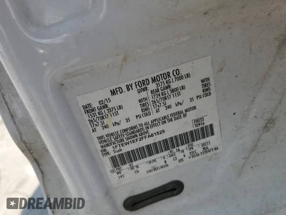 2015 Ford F-150 XL z VIN 1FTEW1EF2FFA61525, wystawiony jako Copart lot #81285815 z przebiegiem 206 432 mil mil oraz Czysty tytuł • Clean title. Historia ofert i sprzedaży dostępna na DreamBid. Obrazek 12.