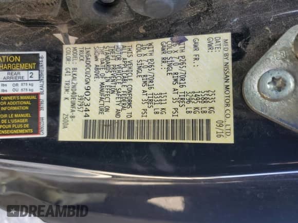 2016 Nissan Frontier SV z VIN 1N6AD0CU2GN902344, wystawiony jako Copart lot #51170265 z przebiegiem Nie podano mil oraz Szkoda całkowita • Salvage title. Historia ofert i sprzedaży dostępna na DreamBid. Obrazek 14.