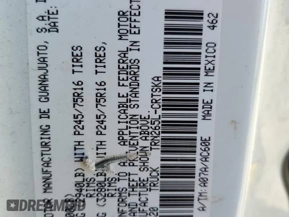 2022 Toyota Tacoma SR with VIN 3TYRX5GNXNT052620, listed as a Copart auction lot 86436135 with 63,926 mi miles and Clean title. Bid and sale history available at DreamBid. Image 12.