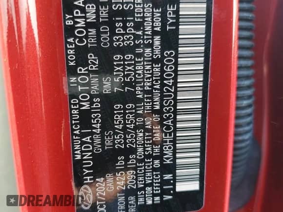 2025 Hyundai Kona Limited с VIN KM8HECA33SU240603, выставлен на аукционе Copart как лот 71232595 с пробегом 5 797 миль миль и Списание • Salvage title. История ставок и продаж доступна на DreamBid. Изображение 12.