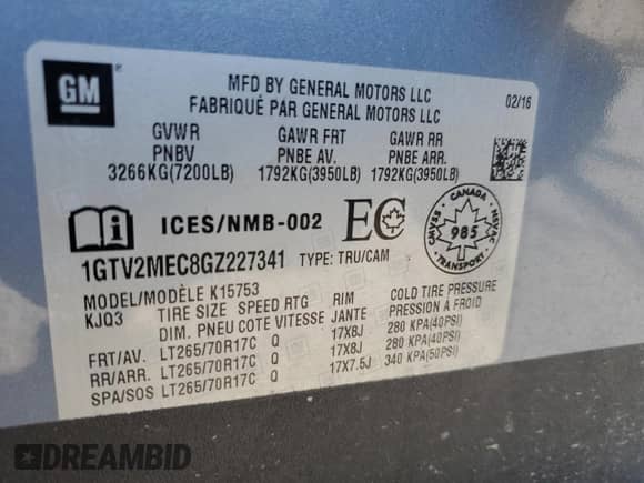 2016 GMC Sierra 1500 SLE с VIN 1GTV2MEC8GZ227341, выставлен на аукционе Copart как лот 81139515 с пробегом 130 142 миль миль и Списание • Salvage title. История ставок и продаж доступна на DreamBid. Изображение 12.