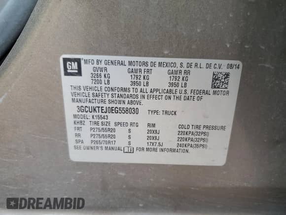 2014 Chevrolet Silverado 1500 High Country с VIN 3GCUKTEJ0EG558030, выставлен на аукционе Copart как лот 69486575 с пробегом 128 492 миль миль и Чистый • Clean title. История ставок и продаж доступна на DreamBid. Изображение 12.