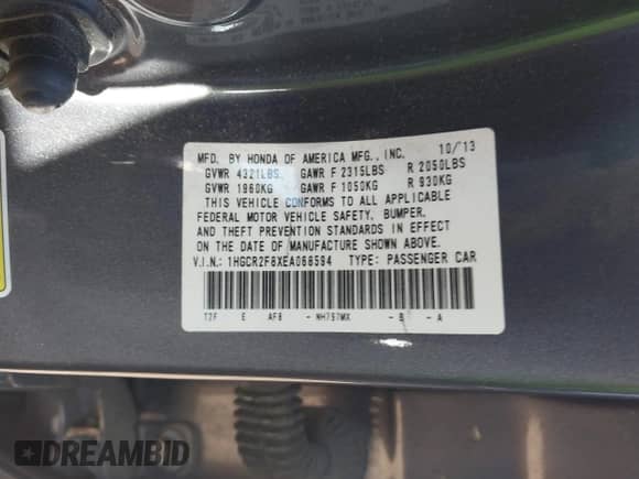 2014 Honda Accord EX-L with VIN 1HGCR2F8XEA068594, listed as a IAAI auction lot 43368017 with 122,041 mi miles and . Bid and sale history available at DreamBid. Image 9.