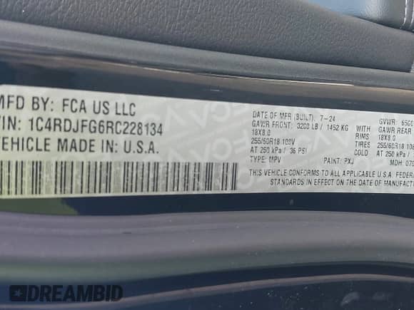 2024 Dodge Durango Special Service z VIN 1C4RDJFG6RC228134, wystawiony jako IAAI lot #42232666 z przebiegiem 3 006 mil mil oraz . Historia ofert i sprzedaży dostępna na DreamBid. Obrazek 9.