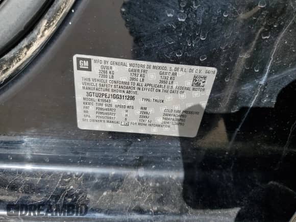 2016 GMC Sierra 1500 Denali z VIN 3GTU2PEJ1GG311206, wystawiony jako Copart lot #54143855 z przebiegiem 160 869 mil mil oraz Szkoda całkowita • Salvage title. Historia ofert i sprzedaży dostępna na DreamBid. Obrazek 12.