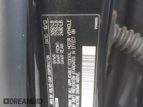 2014 Volvo S60 T6 with VIN YV1902FH2E2293308, listed as a Copart auction lot 85340634 with Not provided miles and Salvage title. Bid and sale history available at DreamBid. Image 12.