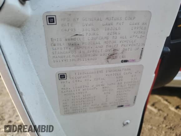 1993 Chevrolet Corvette with VIN 1G1YY23P0P5114800, listed as a Copart auction lot 85556704 with 158,011 mi miles and Clean title. Bid and sale history available at DreamBid. Image 13.