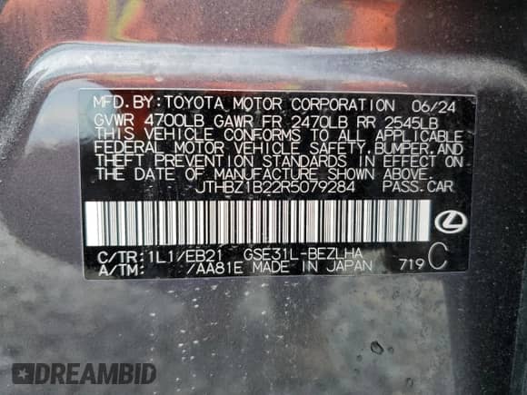 2024 Lexus IS 350 F Sport z VIN JTHBZ1B22R5079284, wystawiony jako Copart lot #70114085 z przebiegiem 2 344 mil mil oraz Czysty tytuł • Clean title. Historia ofert i sprzedaży dostępna na DreamBid. Obrazek 12.