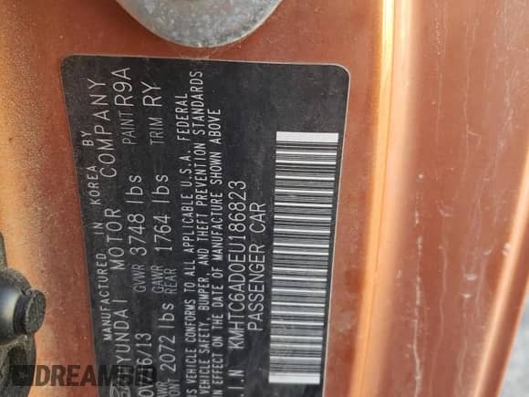 2014 Hyundai Veloster с VIN KMHTC6AD0EU186823, выставлен на аукционе Copart как лот 62018445 с пробегом 149 389 миль миль и Списание • Salvage title. История ставок и продаж доступна на DreamBid. Изображение 13.