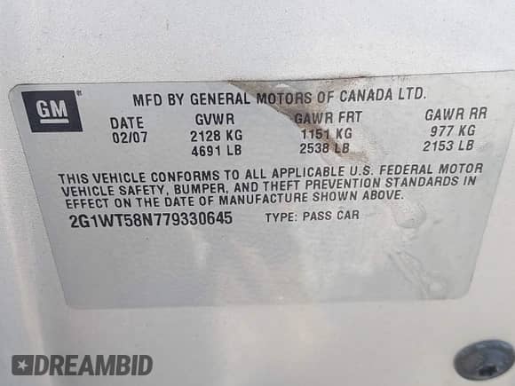 2007 Chevrolet Impala LT z VIN 2G1WT58N779330645, wystawiony jako IAAI lot #42984674 z przebiegiem 211 041 mil mil oraz . Historia ofert i sprzedaży dostępna na DreamBid. Obrazek 9.