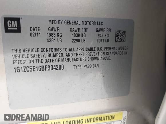 2011 Chevrolet Malibu 1LT с VIN 1G1ZC5E16BF304200, выставлен на аукционе IAAI как лот 42598879 с пробегом 189 244 миль миль и . История ставок и продаж доступна на DreamBid. Изображение 9.