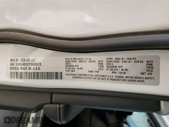 2023 Jeep Grand Cherokee Limited with VIN 1C4RJKBG2P8806573, listed as a Copart auction lot 85661095 with Not provided miles and Salvage title. Bid and sale history available at DreamBid. Image 13.