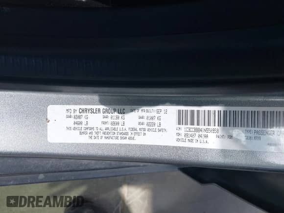 2013 Chrysler 200 Touring z VIN 1C3CCBBB4DN550958, wystawiony jako IAAI lot #43320654 z przebiegiem 127 850 mil mil oraz . Historia ofert i sprzedaży dostępna na DreamBid. Obrazek 9.