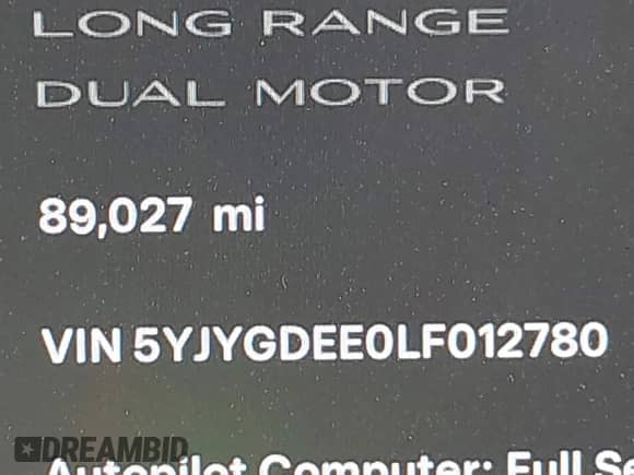 2020 Tesla Model Y Long Range с VIN 5YJYGDEE0LF012780, выставлен на аукционе IAAI как лот 43137505 с пробегом 89 027 миль миль и . История ставок и продаж доступна на DreamBid. Изображение 14.