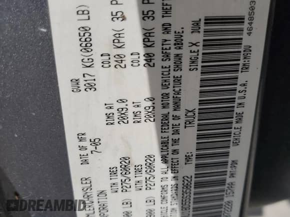 2005 Dodge 1500 SLT with VIN 1D7HU18D55S358622, listed as a Copart auction lot 63287875 with 200,581 mi miles and Clean title. Bid and sale history available at DreamBid. Image 12.
