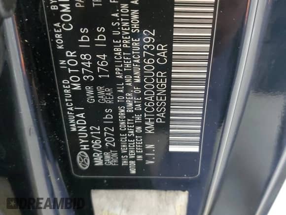 2012 Hyundai Veloster w/Black Int z VIN KMHTC6AD0CU067392, wystawiony jako Copart lot #65002665 z przebiegiem 168 710 mil mil oraz Szkoda całkowita • Salvage title. Historia ofert i sprzedaży dostępna na DreamBid. Obrazek 12.