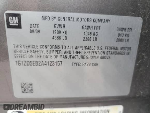 2010 Chevrolet Malibu 2LT с VIN 1G1ZD5EB2A4123157, выставлен на аукционе Copart как лот 67612725 с пробегом 110 282 миль миль и Списание • Salvage title. История ставок и продаж доступна на DreamBid. Изображение 12.