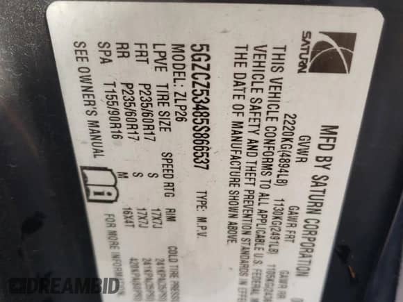 2005 Saturn VUE z VIN 5GZCZ53485S866537, wystawiony jako Copart lot #74419303 z przebiegiem 177 465 mil mil oraz Szkoda całkowita • Salvage title. Historia ofert i sprzedaży dostępna na DreamBid. Obrazek 12.