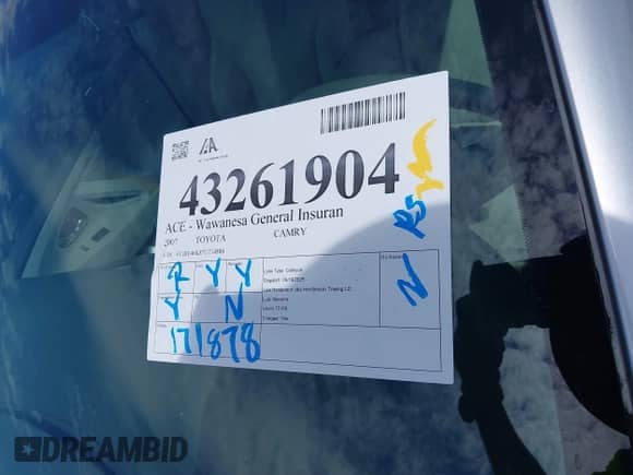 2007 Toyota Camry CE с VIN 4T1BE46K87U714886, выставлен на аукционе IAAI как лот 43261904 с пробегом 171 878 миль миль и . История ставок и продаж доступна на DreamBid. Изображение 12.