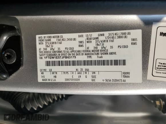 2018 Ford F-150 XL with VIN 1FTEW1E57JFB63175, listed as a Copart auction lot 80436415 with 99,601 mi miles and Salvage title. Bid and sale history available at DreamBid. Image 12.