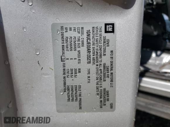 2010 Chevrolet Suburban LT with VIN 1GNUCJE00AR135278, listed as a Copart auction lot 66456925 with Not provided miles and Salvage title. Bid and sale history available at DreamBid. Image 14.