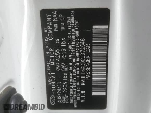 2012 Hyundai Genesis Coupe 2.0T с VIN KMHHT6KD9CU072546, выставлен на аукционе Copart как лот 79100614 с пробегом Не указан миль и Списание • Salvage title. История ставок и продаж доступна на DreamBid. Изображение 15.