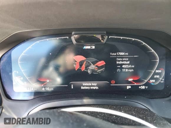 2022 BMW M3 Competition xDrive with VIN WBS43AY08NFM50916, listed as a Copart auction lot 48232735 with 17,994 mi miles and Salvage title. Bid and sale history available at DreamBid. Image 9.