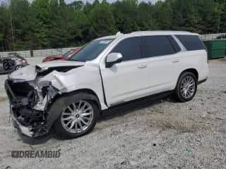 2021 Cadillac Escalade Premium Luxury with VIN 1GYS4CKL3MR260362, listed as a Copart auction lot 57363655 with 75,177 mi miles and Salvage title. Bid and sale history available at DreamBid. Image 1.