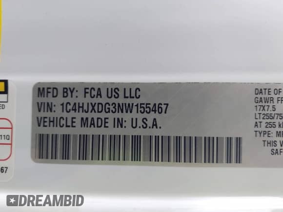 2022 Jeep Wrangler Unlimited Sport S с VIN 1C4HJXDG3NW155467, выставлен на аукционе IAAI как лот 41638650 с пробегом 22 698 миль миль и . История ставок и продаж доступна на DreamBid. Изображение 9.