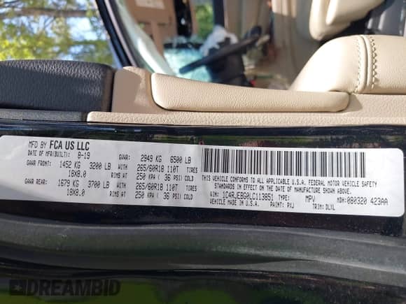 2020 Jeep Grand Cherokee Limited with VIN 1C4RJEBG0LC113851, listed as a IAAI auction lot 42802374 with 44,580 mi miles and . Bid and sale history available at DreamBid. Image 9.