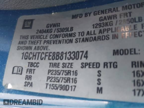 2011 Chevrolet Colorado 1LT z VIN 1GCHTCFE8B8133074, wystawiony jako IAAI lot #43024551 z przebiegiem 203 594 mil mil oraz . Historia ofert i sprzedaży dostępna na DreamBid. Obrazek 9.