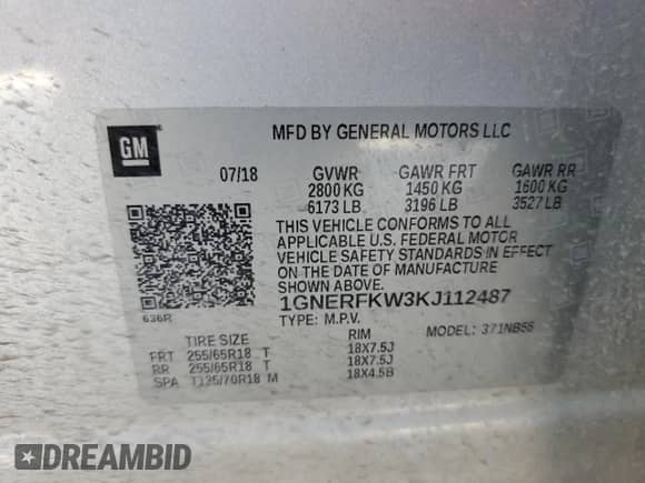 2019 Chevrolet Traverse LS с VIN 1GNERFKW3KJ112487, выставлен на аукционе Copart как лот 86539435 с пробегом 45 142 миль миль и Списание • Salvage title. История ставок и продаж доступна на DreamBid. Изображение 12.