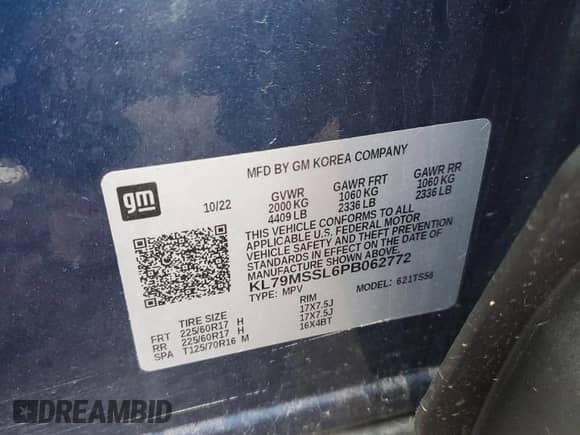 2023 Chevrolet TrailBlazer ACTIV z VIN KL79MSSL6PB062772, wystawiony jako Copart lot #70649025 z przebiegiem 74 768 mil mil oraz Nie do naprawy • Non repairable. Historia ofert i sprzedaży dostępna na DreamBid. Obrazek 13.