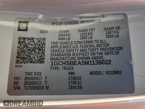 2021 Chevrolet Colorado 2WD Work Truck с VIN 1GCHSBEA5M1136022, выставлен на аукционе Copart как лот 72065775 с пробегом 32 122 миль миль и Списание • Salvage title. История ставок и продаж доступна на DreamBid. Изображение 12.