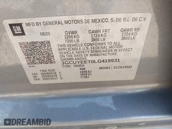 2020 Chevrolet Silverado 1500 RST с VIN 3GCUYEET0LG419931, выставлен на аукционе IAAI как лот 42965947 с пробегом 104 149 миль миль и . История ставок и продаж доступна на DreamBid. Изображение 9.