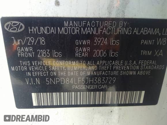 2018 Hyundai Elantra SEL z VIN 5NPD84LF5JH383729, wystawiony jako IAAI lot #36924178 z przebiegiem 58 621 mil mil oraz . Historia ofert i sprzedaży dostępna na DreamBid. Obrazek 9.