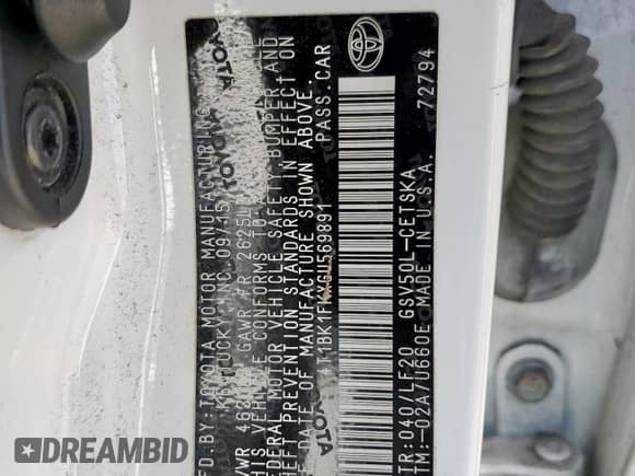 2016 Toyota Camry XLE with VIN 4T1BK1FKXGU569891, listed as a Copart auction lot 60818255 with 163,072 mi miles and Salvage title. Bid and sale history available at DreamBid. Image 13.