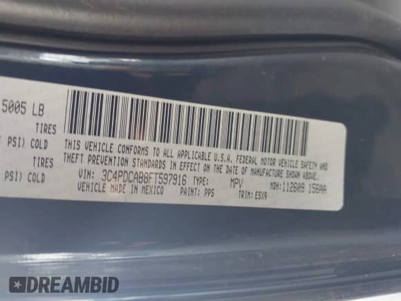 2015 Dodge Journey American Value z VIN 3C4PDCAB8FT597916, wystawiony jako IAAI lot #43164037 z przebiegiem 134 185 mil mil oraz . Historia ofert i sprzedaży dostępna na DreamBid. Obrazek 9.